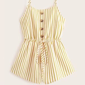 Yellow Striped Cami Romper